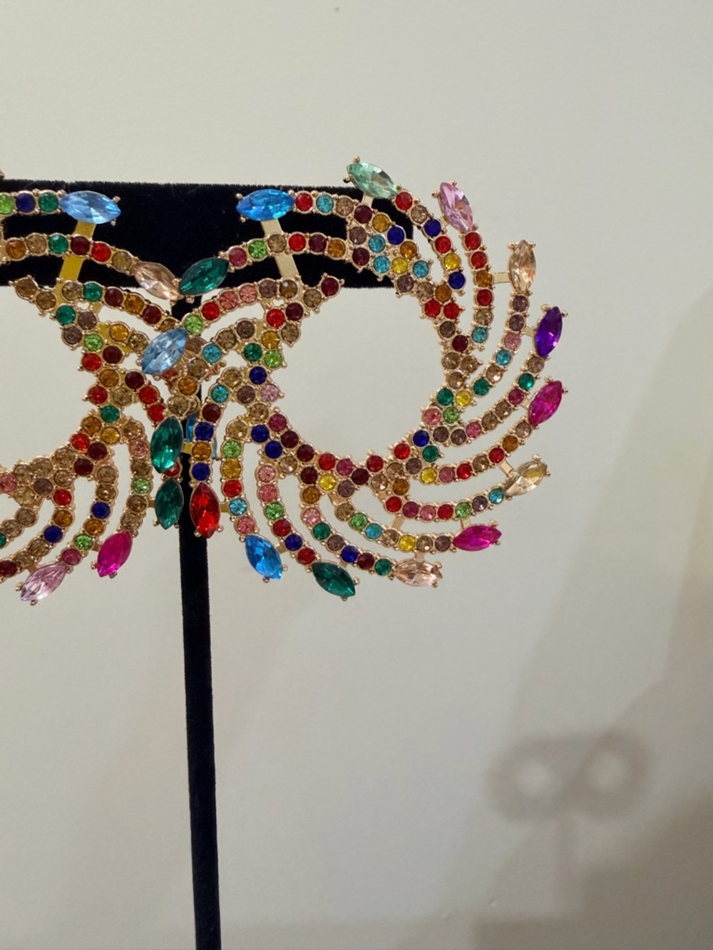 Multicolor Crystal Statement Earrings - Picture 2 of 4